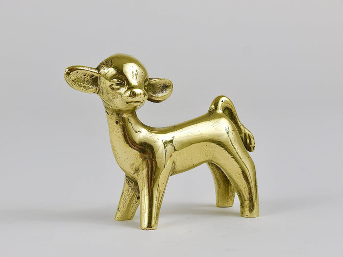 Walter Bosse Midcentury Baby Cow Brass Figurine, Herta Baller, Austria, 1950s