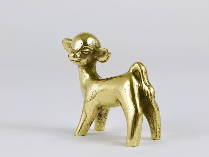 Walter Bosse Midcentury Baby Cow Brass Figurine, Herta Baller, Austria, 1950s