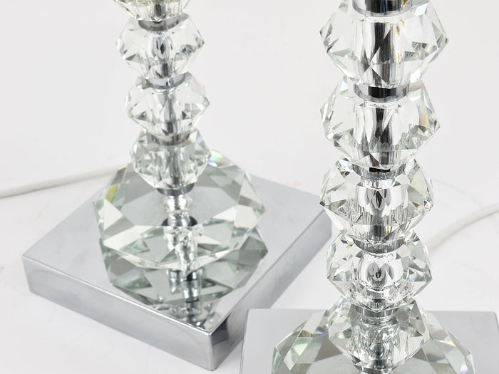 Two Bakalowits Table Lamps with Huge Faceted Diamond Crystals, Austria, 1970s