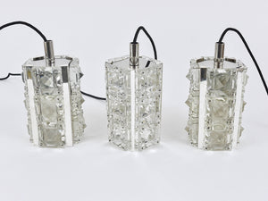 Bakalowits Vienna, Up to Three Faceted Crystal Pendant Lamps, Austria, 1960s