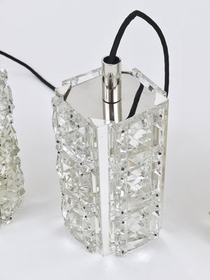Bakalowits Vienna, Up to Three Faceted Crystal Pendant Lamps, Austria, 1960s