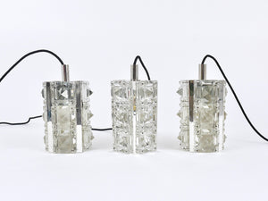 Bakalowits Vienna, Up to Three Faceted Crystal Pendant Lamps, Austria, 1960s