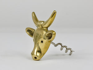 Walter Bosse Cow Brass Cork Screw Bottle Opener, Herta Baller, Austria, 1950s