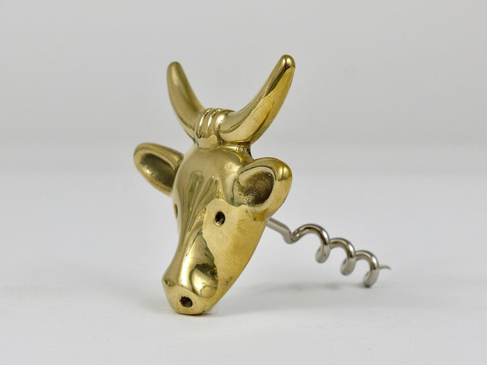 Walter Bosse Cow Brass Cork Screw Bottle Opener, Herta Baller, Austria, 1950s