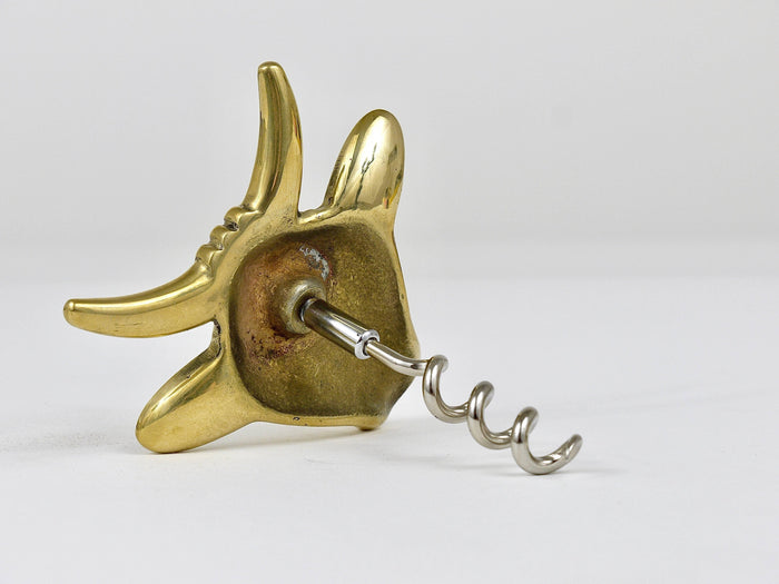 Walter Bosse Cow Brass Cork Screw Bottle Opener, Herta Baller, Austria, 1950s