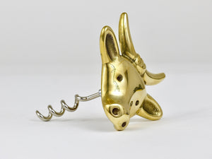 Walter Bosse Cow Brass Cork Screw Bottle Opener, Herta Baller, Austria, 1950s