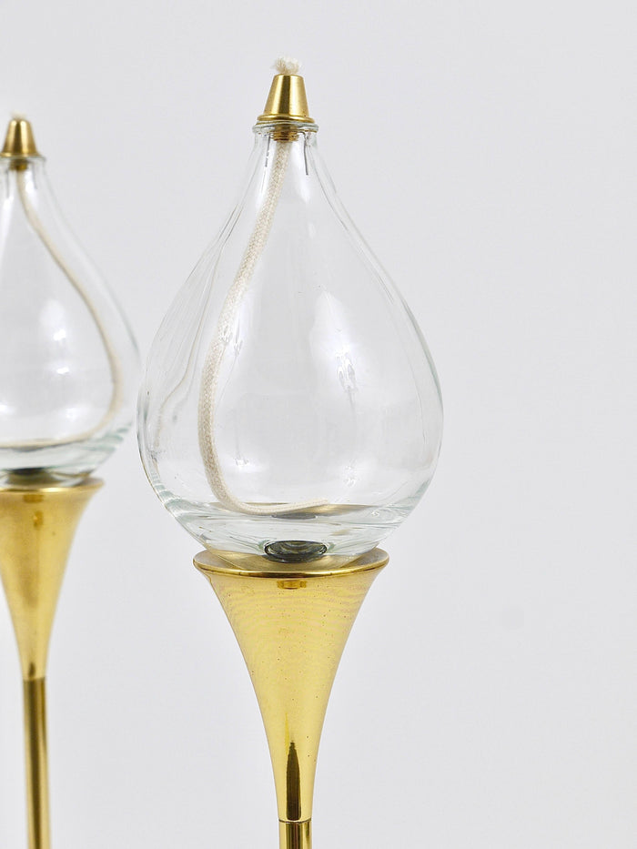 Two Large Freddie Andersen Midcentury Oil Lamp Candleholders, Denmark, 1970s