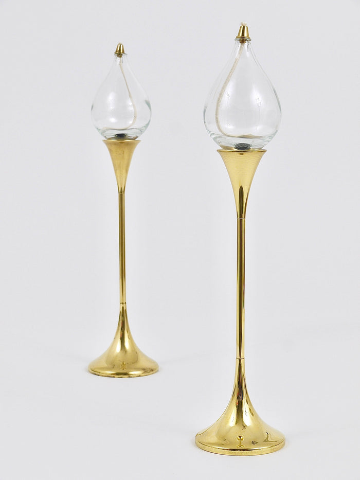 Two Large Freddie Andersen Midcentury Oil Lamp Candleholders, Denmark, 1970s