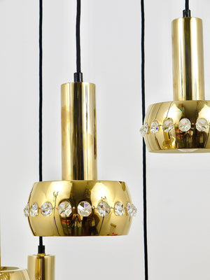Bakalowits Brass & Crystals Cascade Five-Arm Chandelier Pendant Light, Austria