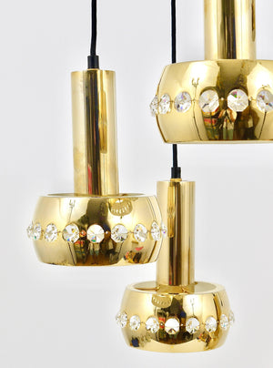Bakalowits Brass & Crystals Cascade Five-Arm Chandelier Pendant Light, Austria