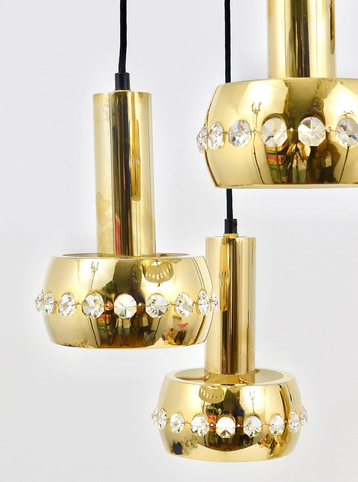 Bakalowits Brass & Crystals Cascade Five-Arm Chandelier Pendant Light, Austria