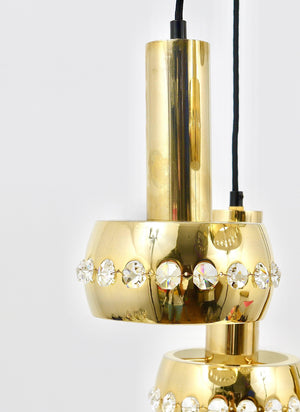 Bakalowits Brass & Crystals Cascade Five-Arm Chandelier Pendant Light, Austria
