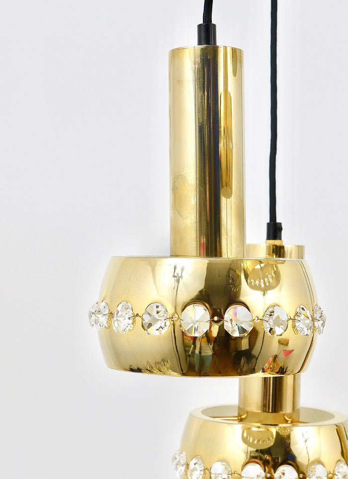 Bakalowits Brass & Crystals Cascade Five-Arm Chandelier Pendant Light, Austria