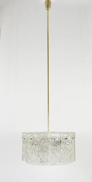 Kalmar Vienna Zwei Tambour Drum Kronleuchter aus Messing und Glas, Mid-Century, 1960er-Jahre