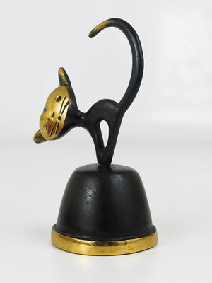 Walter Bosse Messing-Tischglocke mit Katze von Herta Baller, Österreich, 1950