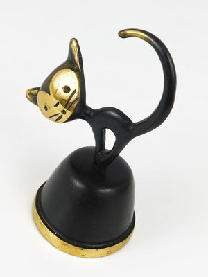 Walter Bosse Messing-Tischglocke mit Katze von Herta Baller, Österreich, 1950