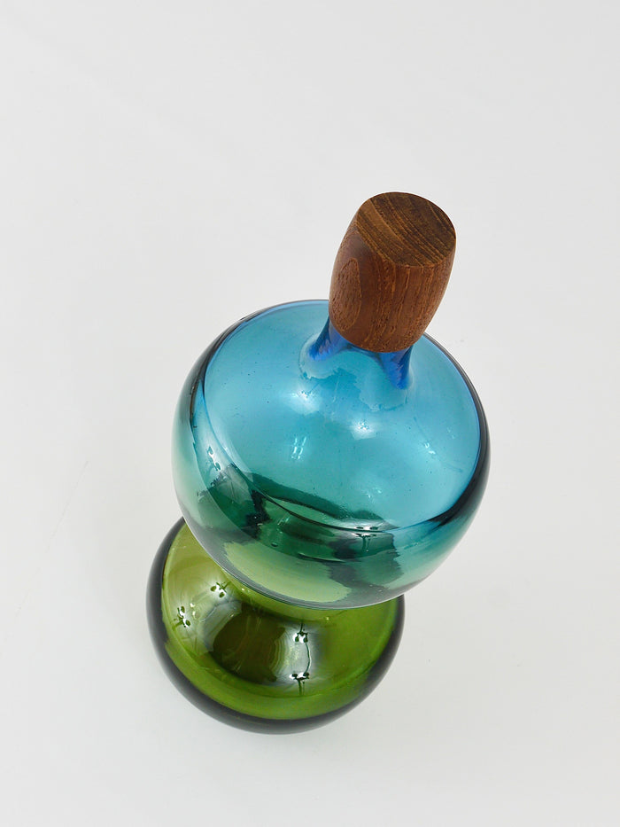 Göran Wärff Pukeberg Colorful Tropico Carafe Glass Bottle Decanter, Sweden, 1960