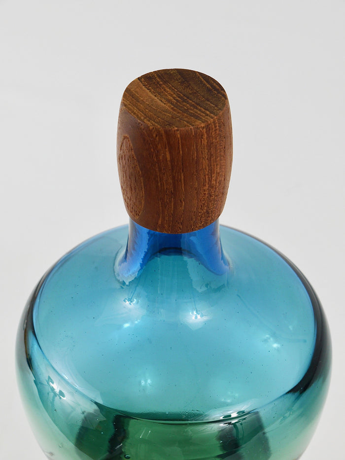 Göran Wärff Pukeberg Colorful Tropico Carafe Glass Bottle Decanter, Sweden, 1960