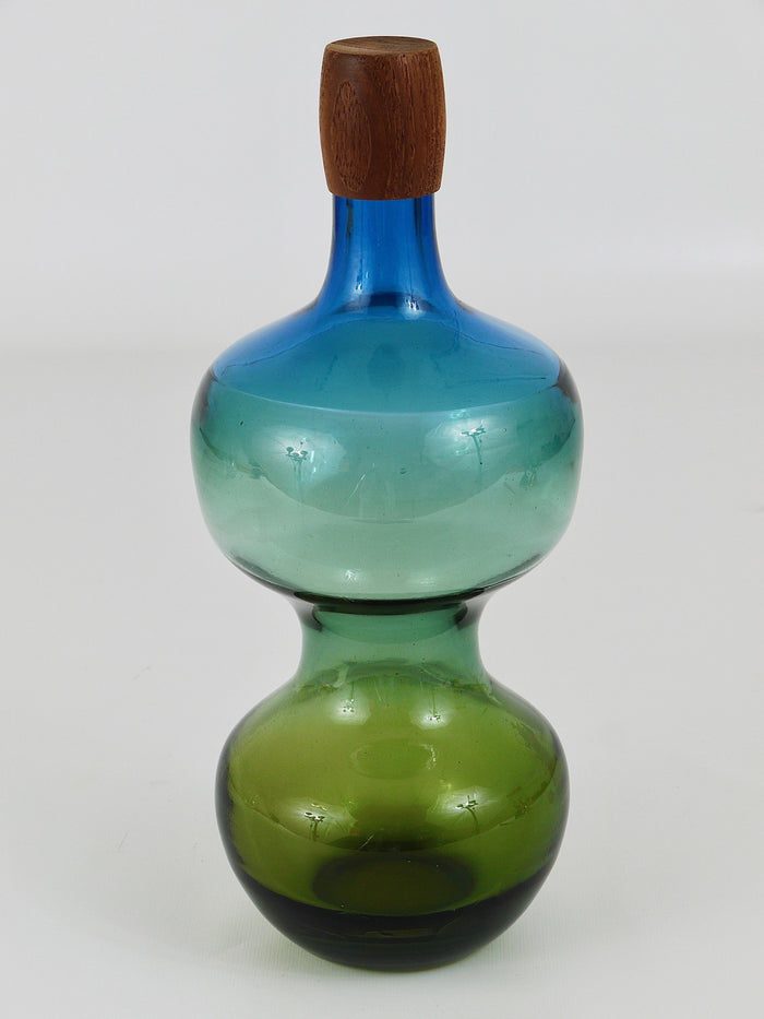 Göran Wärff Pukeberg Colorful Tropico Carafe Glass Bottle Decanter, Sweden, 1960