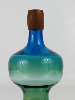 Göran Wärff Pukeberg Colorful Tropico Carafe Glass Bottle Decanter, Sweden, 1960