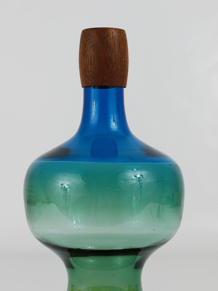 Göran Wärff Pukeberg Colorful Tropico Carafe Glass Bottle Decanter, Sweden, 1960