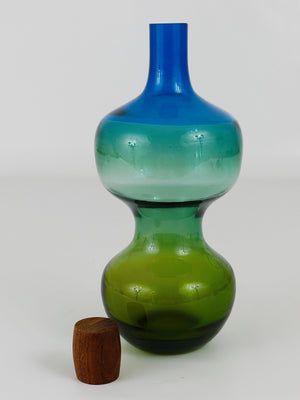 Göran Wärff Pukeberg Colorful Tropico Carafe Glass Bottle Decanter, Sweden, 1960