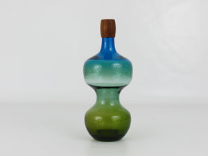 Göran Wärff Pukeberg Colorful Tropico Carafe Glass Bottle Decanter, Sweden, 1960