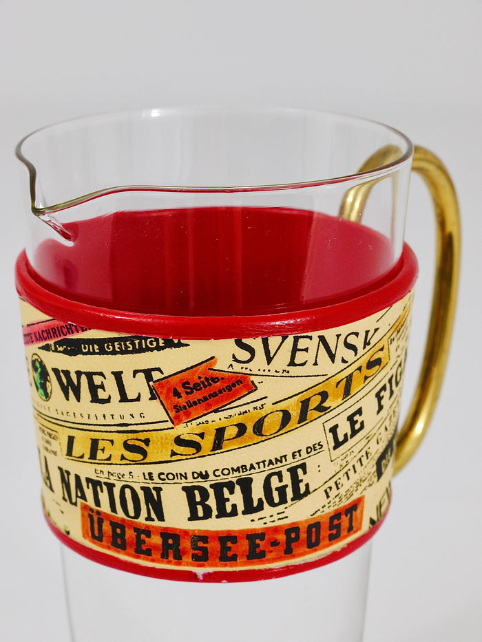 Carl Auböck Martini Newspaper Midcentury Glass Pitcher, Austria, 1950s