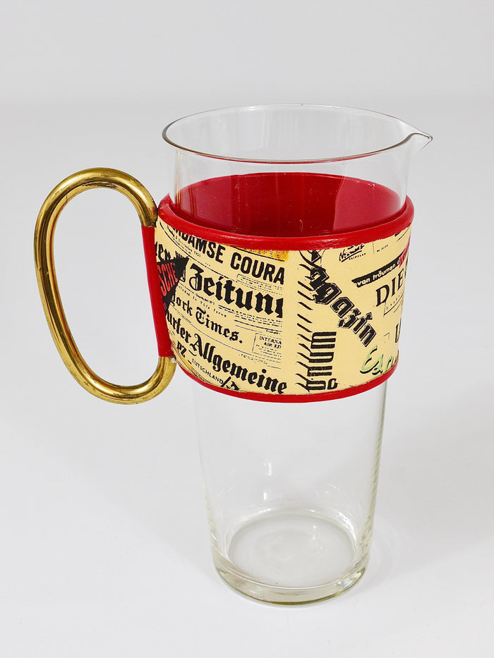 Carl Auböck Martini Newspaper Midcentury Glass Pitcher, Austria, 1950s
