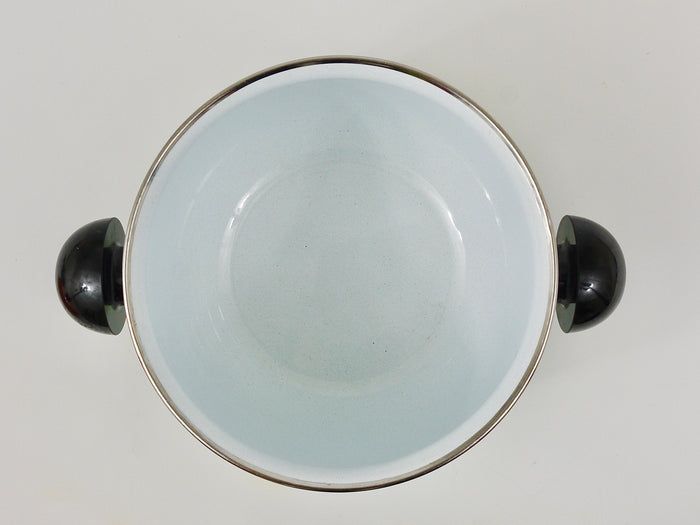 Carl Aubock Enameled Pot with Lid by Riess, Orange, White, Green, Austria, 1970s