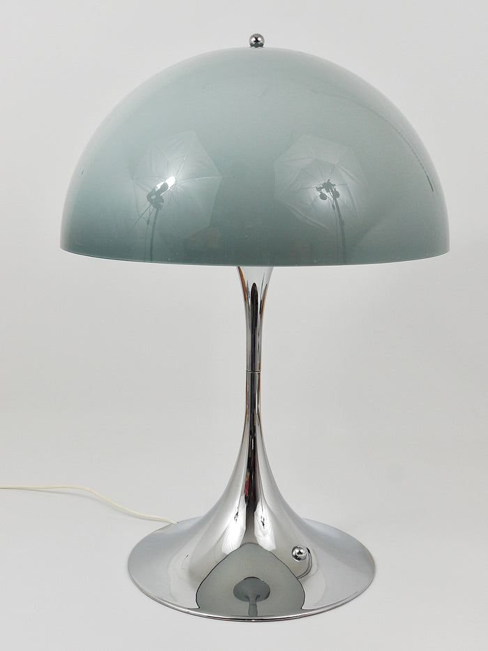 Rare Verner Panton Chrome & Grey Shade Panthella Table Lamp