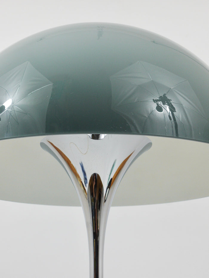 Rare Verner Panton Chrome & Grey Shade Panthella Table Lamp