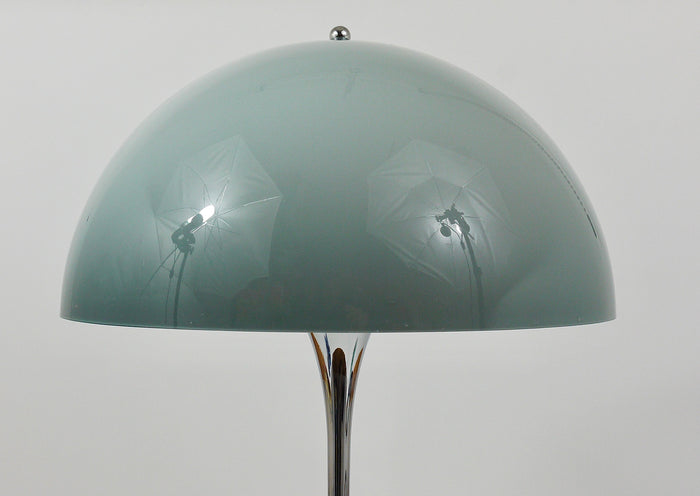 Rare Verner Panton Chrome & Grey Shade Panthella Table Lamp