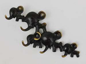 Walter Bosse Elephants Brass Key Hanger by Herta Baller, Austria, 1950s