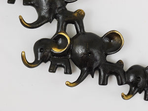 Walter Bosse Elephants Brass Key Hanger by Herta Baller, Austria, 1950s