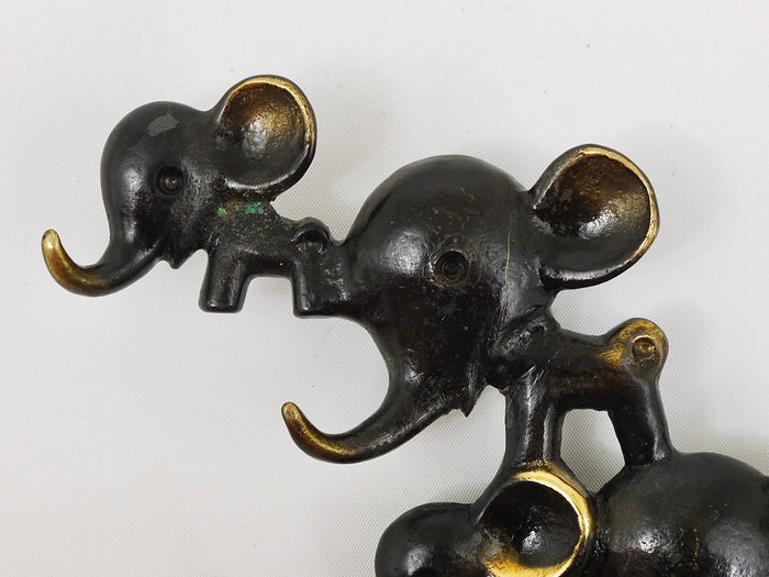 Walter Bosse Elephants Brass Key Hanger by Herta Baller, Austria, 1950s