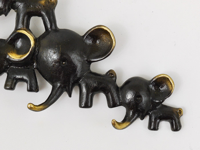 Walter Bosse Elephants Brass Key Hanger by Herta Baller, Austria, 1950s