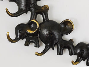 Walter Bosse Elephants Brass Key Hanger by Herta Baller, Austria, 1950s
