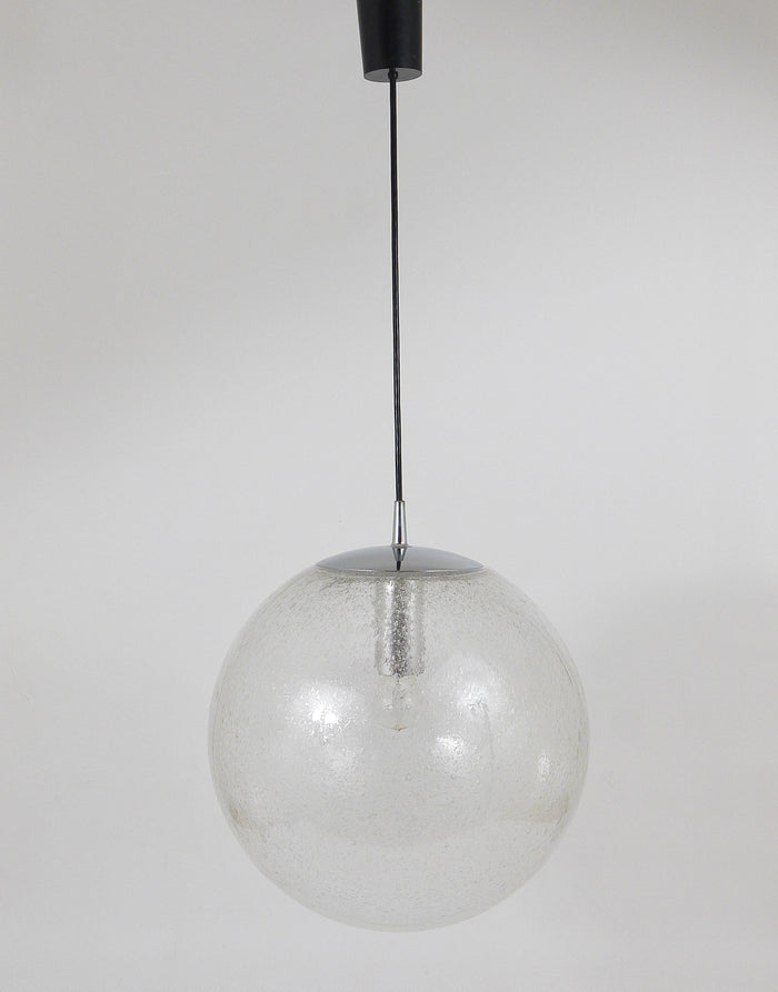 Large Peil & Putzler Bubble Glass and Chrome Globe Pendant Lamp, Germany, 1970s