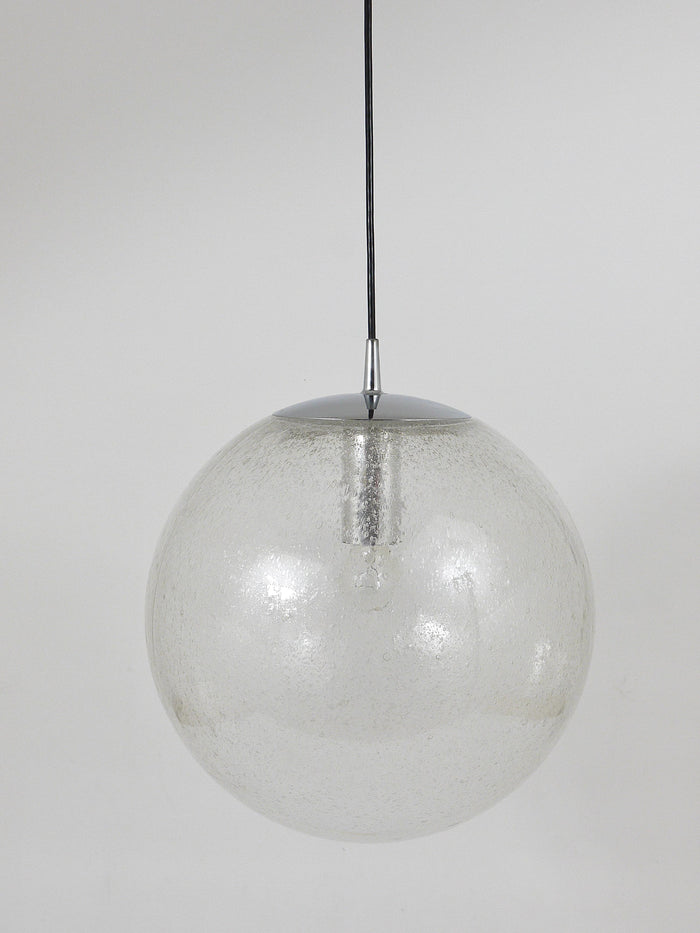 Large Peil & Putzler Bubble Glass and Chrome Globe Pendant Lamp, Germany, 1970s