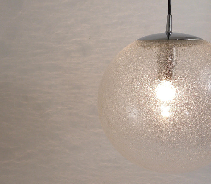 Large Peil & Putzler Bubble Glass and Chrome Globe Pendant Lamp, Germany, 1970s