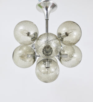 Lámpara de araña Sputnik atómica Space Age cromada, tipo tulipán, de E. R. Nele para Temde