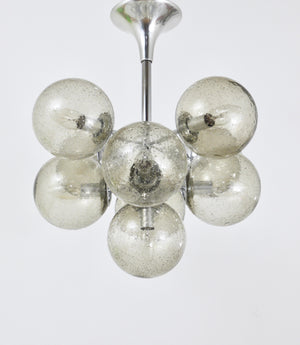 Lámpara de araña Sputnik atómica Space Age cromada, tipo tulipán, de E. R. Nele para Temde