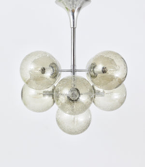 Lámpara de araña Sputnik atómica Space Age cromada, tipo tulipán, de E. R. Nele para Temde
