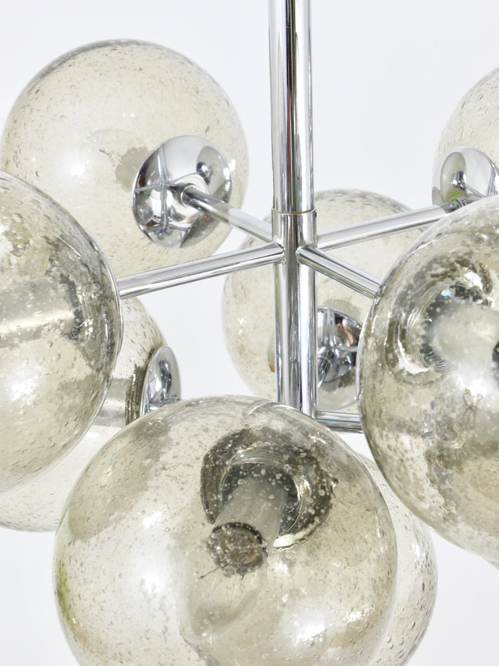 E. R. Nele Temde Atomic Sputnik Chandelier Chromed Space Age Tulip Pendant Lamp