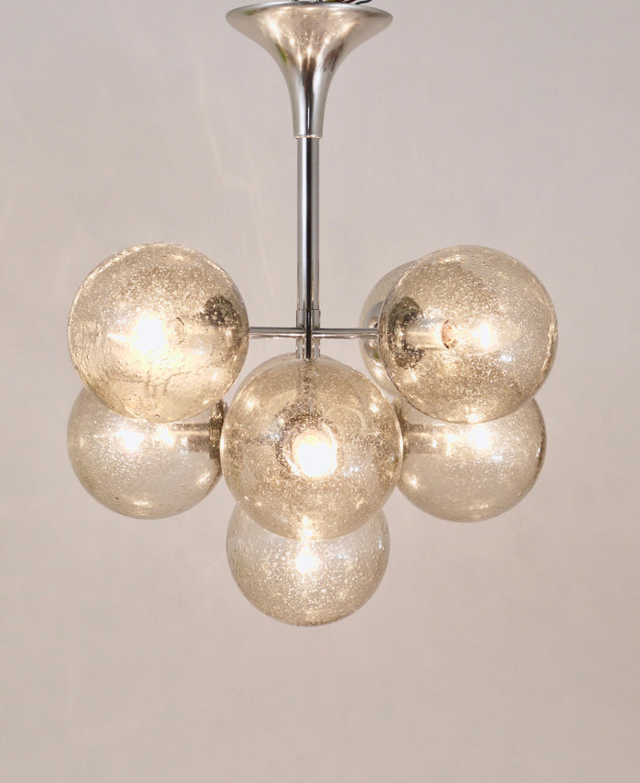 E. R. Nele Temde Atomic Sputnik Chandelier Chromed Space Age Tulip Pendant Lamp