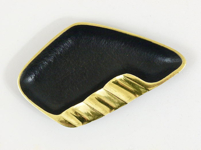 Walter Bosse Asymmetrical Modernist Black Brass Ashtray by Herta Baller, 1950s
