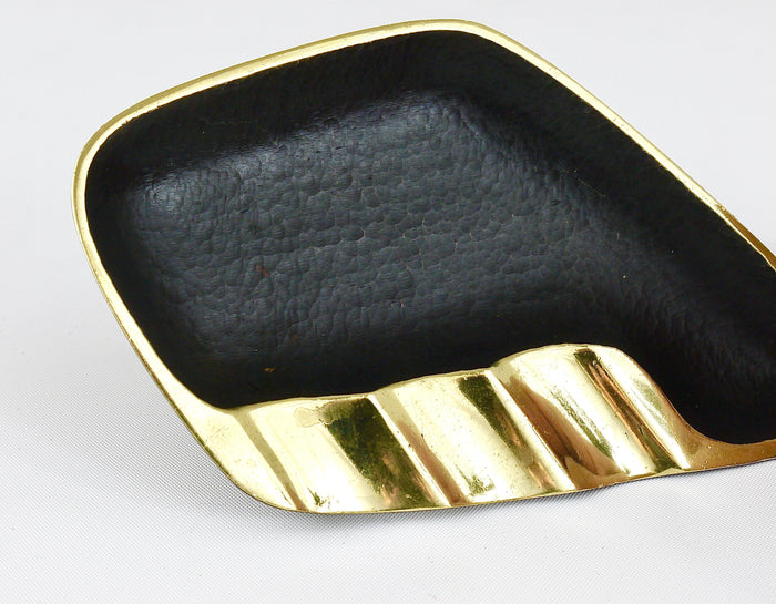 Walter Bosse Asymmetrical Modernist Black Brass Ashtray by Herta Baller, 1950s