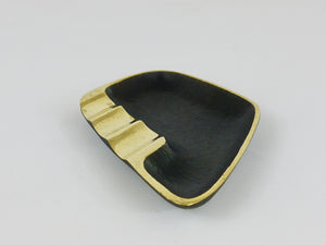 Walter Bosse Asymmetrical Modernist Black Brass Ashtray by Herta Baller, 1950s