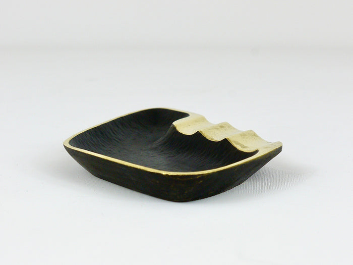 Walter Bosse Asymmetrical Modernist Black Brass Ashtray by Herta Baller, 1950s